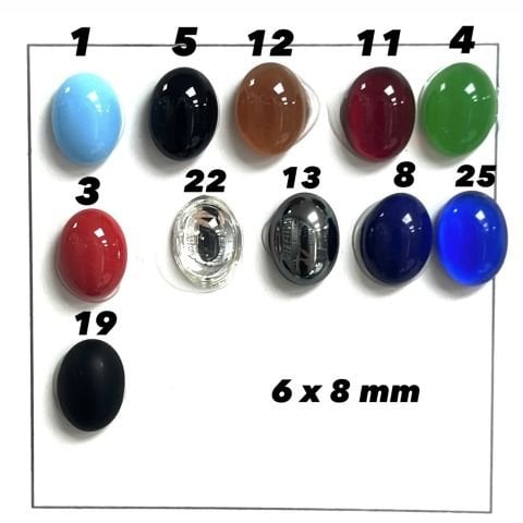 Kapşon Taş 6x8mm Oval - 100 ve 50 Adet - Renk Seçenekleri Mevcuttur