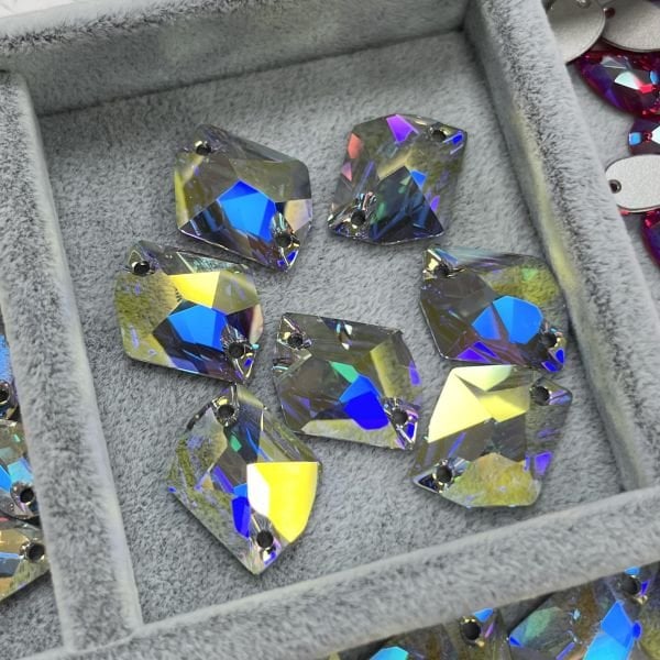 Swarovski 3265 Cosmic 20x16mm Crystal AB (001AB) Foiled - Foyalı Kozmik Dikme Taş Janjan - 12-36-72 Adetlik Paketler