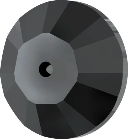 Swarovski 3128 Lochrosen 6mm Jet Hematite (280HEM) U - Metalik Siyah Renkli Ortadan Delikli Dikme Taş