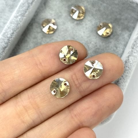 Yuvarlak Şekilli 8mm Dikilebilir Crystal Golden Shadow Cam Taş - Şampanya Dikme Taş