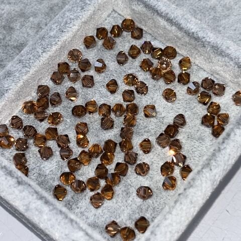 Celestial 4mm Bicone Piramit Boncuk Crystal Bronze Shade (001BRSH) - Duman Bronz Renkli Boncuk