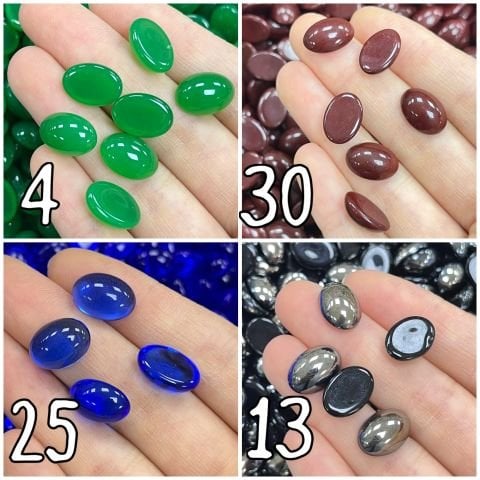 Kapşon Taş 10x14mm Oval - 50 veya 100 Adet - Renk Seçenekleri Mevcuttur