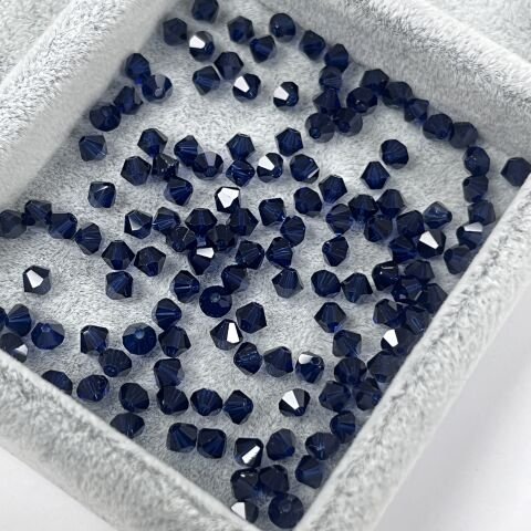 Celestial 4mm Bicone Piramit Boncuk Dark Indigo (288) - Lacivert Renkli Boncuk