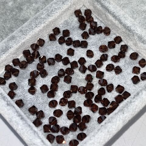 Celestial 4mm Bicone Piramit Boncuk Garnet - Koyu Bordo Renkli Boncuk