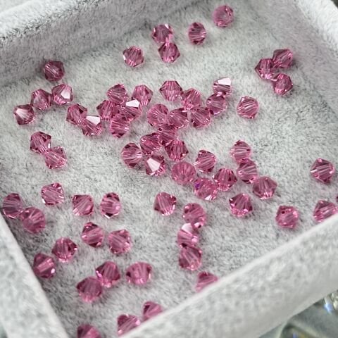 Celestial 4mm Bicone Piramit Boncuk Rose (290) - Pembe Gül Renkli Boncuk