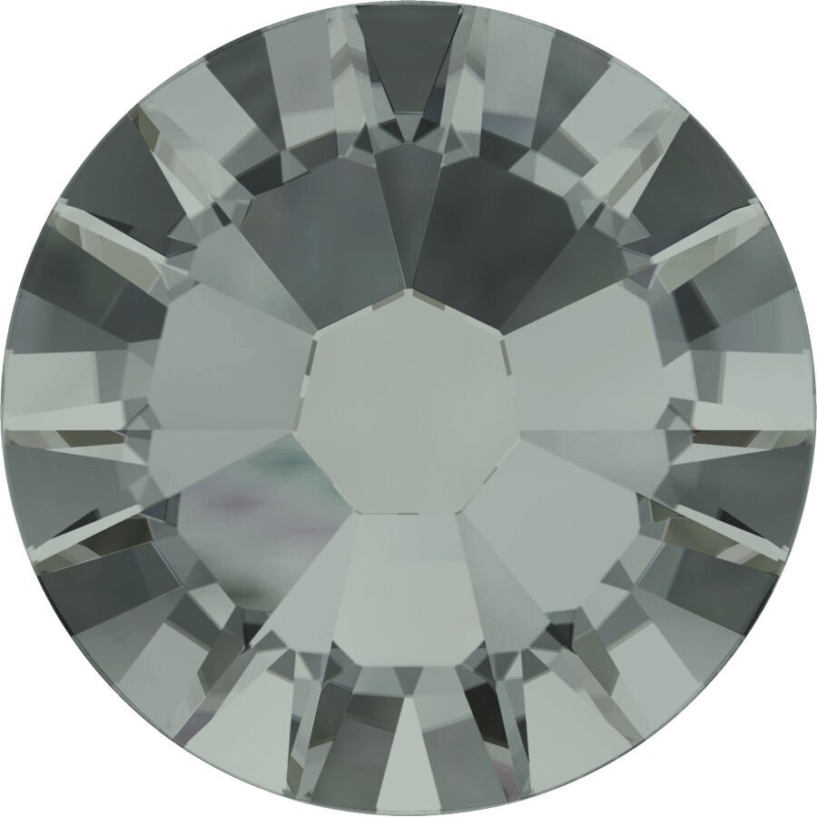 Swarovski 2058 Altı Düz SS5 Black Diamond (215) F - Yuvarlak Füme Renkli Kristal Taş
