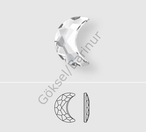 2813 8x5,5mm Crystal (001)  F - Hilal Şeklinde Beyaz Kristal Taş