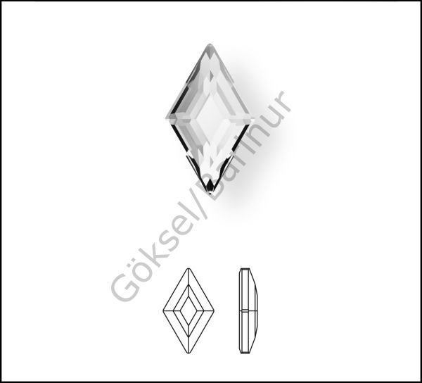 Swarovski 2773 5X3mm Crystal (001) Foyalı - Baklava Şekilli Beyaz Mini Kristal Taş