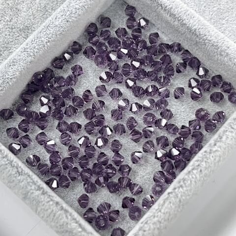 Celestial 4mm Bicone Piramit Boncuk Amethyst (204) - Derin Mor Renkli Boncuk