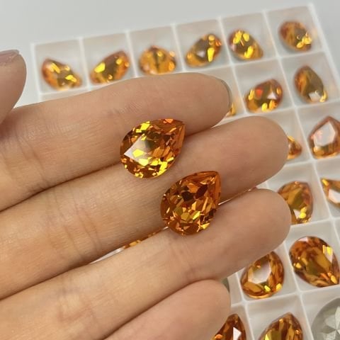 Swarovski 4320 Damla 14x10mm Dark Orange (1202) F - Damla Şekilli Turuncu Kristal Taş