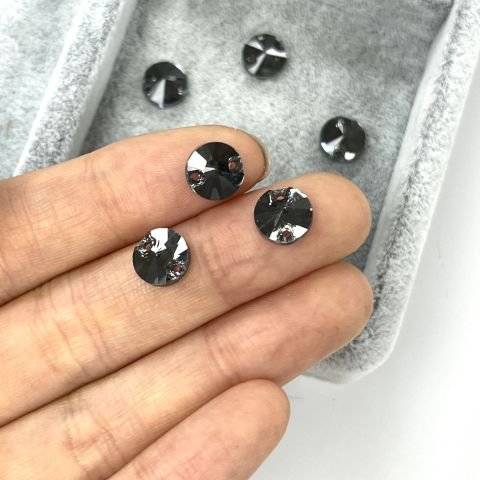 Yuvarlak Şekilli 8mm Dikilebilir Crystal Silver Night Cam Taş - Füme Dikme Taş