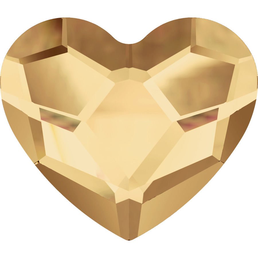 Swarovski 2808 Kalp 3,6mm Crystal Golden Shadow (001GSHA) Foyalı - Altın Renk Altı Düz Mini Kristal Taş