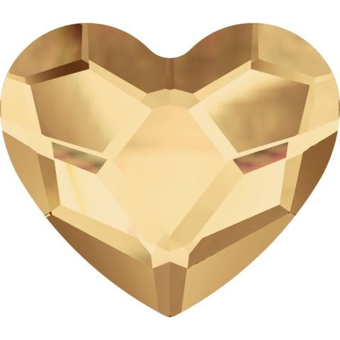 Swarovski 2808 Kalp 3,6mm Crystal Golden Shadow (001GSHA) Foyalı - Altın Renk Altı Düz Mini Kristal Taş