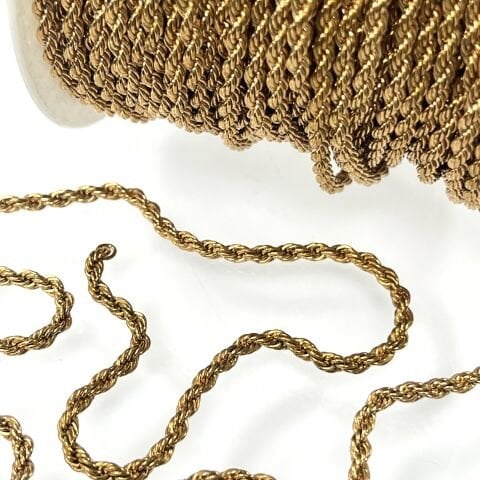 Ham Pirinç Halat Zincir 3mm Kaplamasız - Metre Seçenekleri Mevcuttur