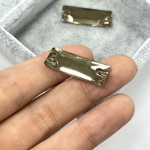 Dikdörtgen Şekilli 25,5x9mm Dikilebilir Light Colorado Topaz Cam Taş - Açık Kahverengi Dikme Taş