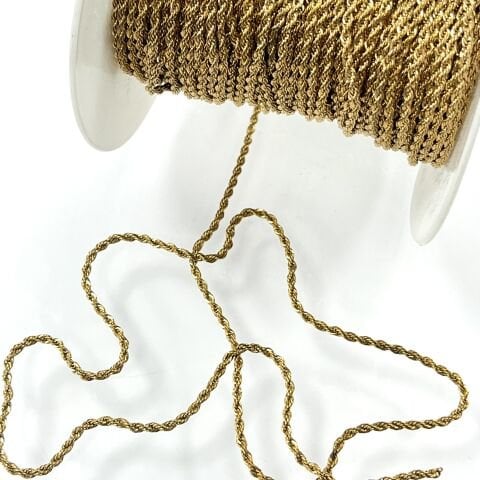 Ham Pirinç Halat Zincir 2,5mm Kaplamasız - Metre Seçenekleri Mevcuttur