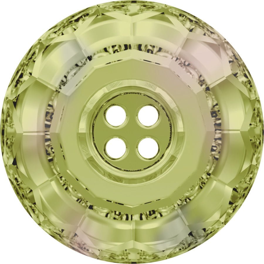 Swarovski 3008 Düğme 14mm Crystal Luminous Green (001LUMG) F - Yuvarlak Açık Yeşil Renkli Ortadan Dikilebilir Düğme