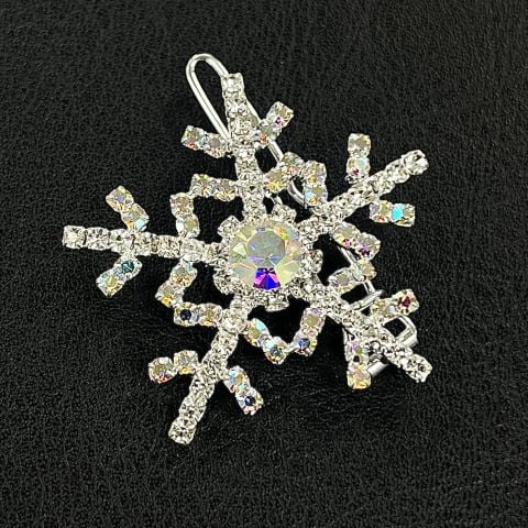 Snowy Kar Tanesi Saç Tokası - Parlak Kristal Taşlı Perçinli Saç Firketesi