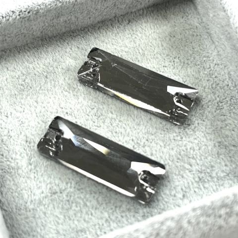 Dikdörtgen Şekilli 25,5x9mm Dikilebilir Black Diamond Cam Taş - Füme Dikme Taş