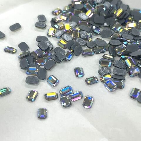Swarovski 2610 6x4mm Crystal AB (001AB) Hotfix - Janjan Renkli Ütüyle Yapıştırılan Kristal Taş