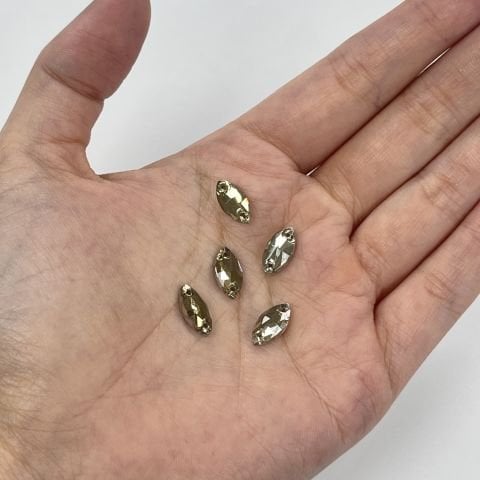 Mekik Şekilli 12x6mm Dikme Cam Taş Light Colorado Topaz - Acık Kahve Renkli