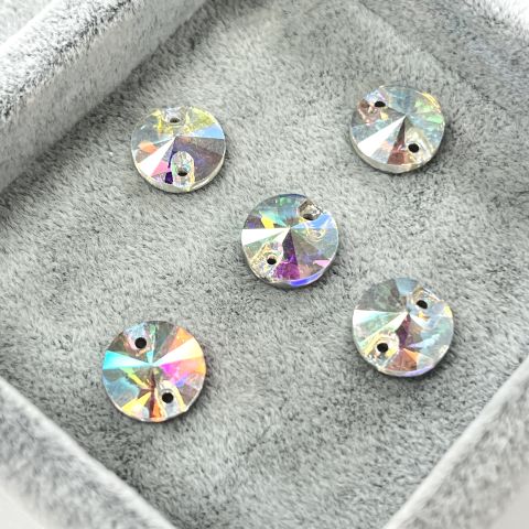 Yuvarlak Şekilli 10mm Dikilebilir Crystal AB Cam Taş - Janjan Dikme Taş