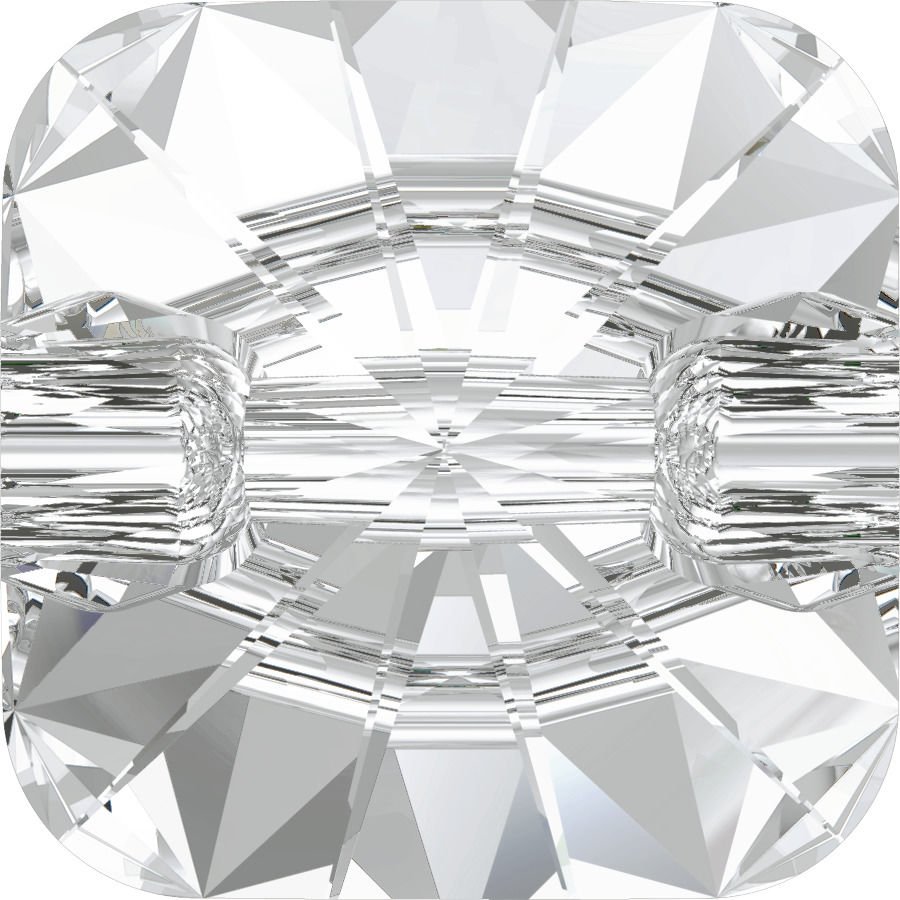 Swarovski 3009 Düğme 14mm Crystal (001) Foyalı - Kare Beyaz Alttan Dikilebilir Düğme
