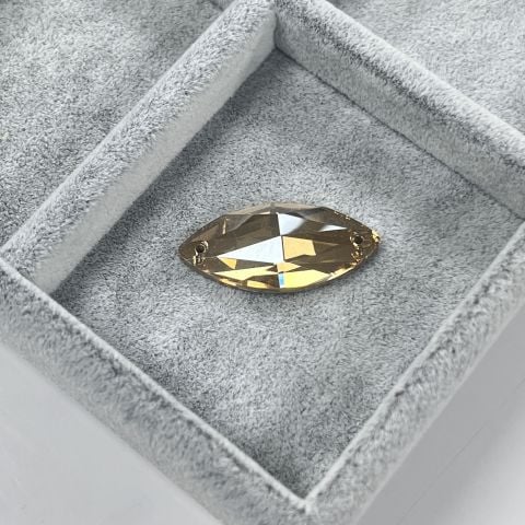 Mekik Şekilli 32x17mm Dikme Cam Taş Crystal Golden Shadow - Altın Renkli