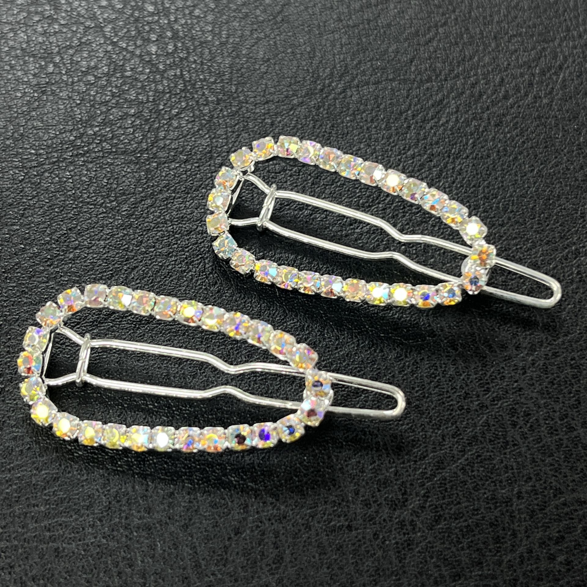 Ellis Elips Saç Tokası - Parlak Kristal Taşlı Perçinli Saç Firketesi