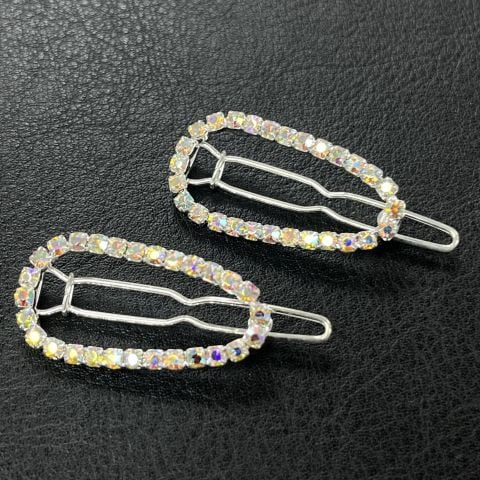 Ellis Elips Saç Tokası - Parlak Kristal Taşlı Perçinli Saç Firketesi