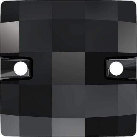 Swarovski 3293 Chessboard Sew-On 20mm Jet Hematite (280HEM) U - Metalik Siyah Kare İki Delikli Dikme Taş