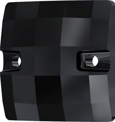 Swarovski 3293 Chessboard Sew-On 20mm Jet Hematite (280HEM) U - Metalik Siyah Kare İki Delikli Dikme Taş