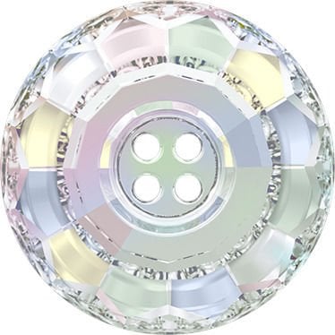 Swarovski 3008 Düğme 18mm Crystal Aurore Boreale (001AB) F - Yuvarlak Janjan Renkli Ortadan Dikilebilir Düğme