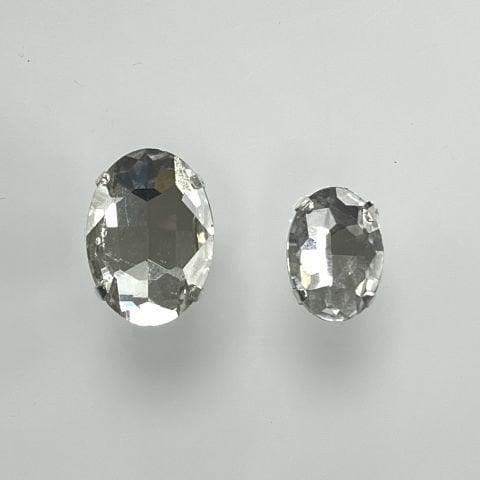 Oval Şekilli Kasalı Dikilebilir Beyaz Cam Taş - 50 ve 10 Adet - Boy Seçenekleri Mevcuttur