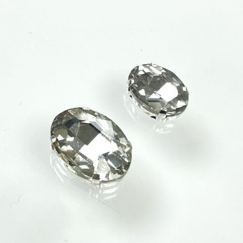 Oval Şekilli Kasalı Dikilebilir Beyaz Cam Taş - 50 ve 10 Adet - Boy Seçenekleri Mevcuttur