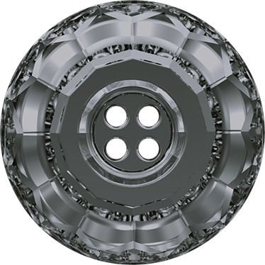 Swarovski 3008 Düğme 14mm Crystal Silver Night (001SINI) F - Yuvarlak Füme Renkli Ortadan Dikilebilir Düğme