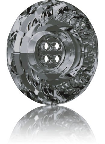 Swarovski 3008 Düğme 14mm Crystal Silver Night (001SINI) F - Yuvarlak Füme Renkli Ortadan Dikilebilir Düğme
