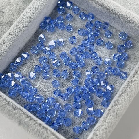 Celestial 4mm Bicone Piramit Boncuk Light Sapphire (211) - Açık Mavi Renkli Boncuk