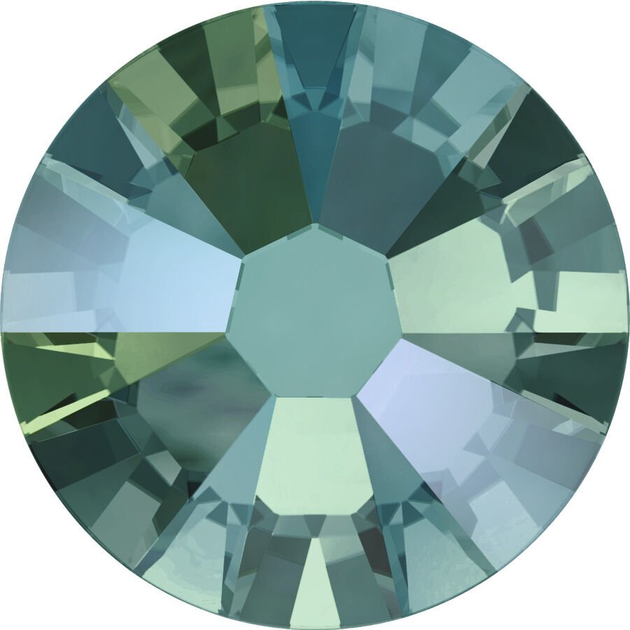 Swarovski 2058 Altı Düz SS9 Rec.Caribbean Green (1409) F - Yuvarlak Açık Yeşil-Turkuaz Kristal Taş