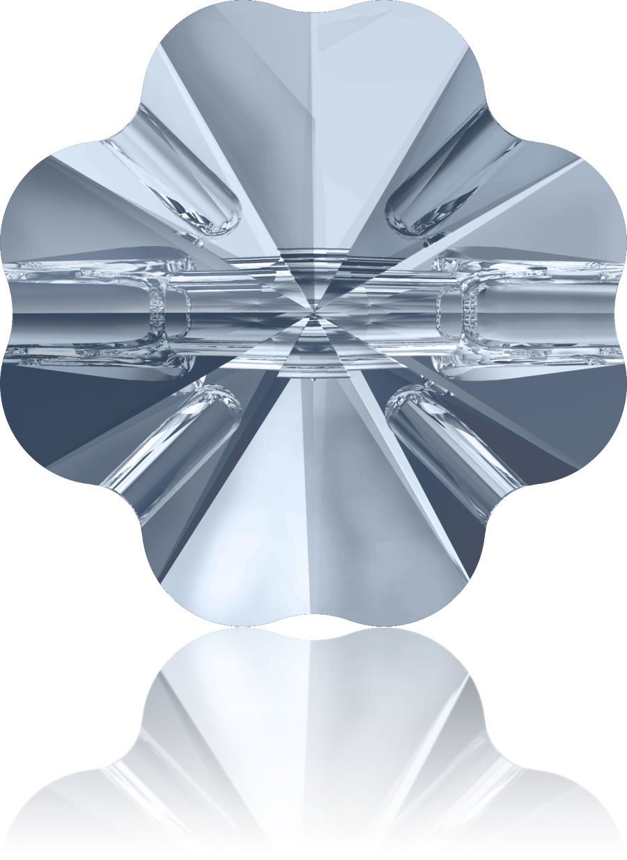 Swarovski 3011 Düğme 10mm Crystal Blue Shade (001BLSH) Foyasız - Yonca Şekilli Şeffaf Mavi Renkli Düğme