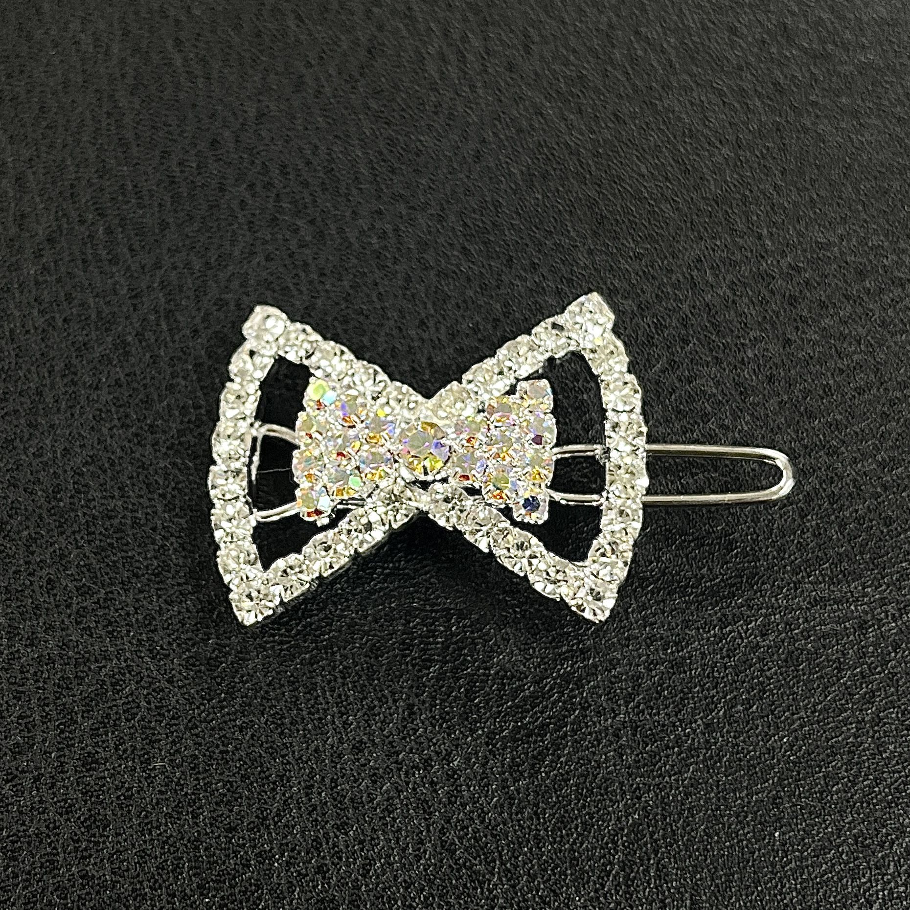 Bantik Papyon Saç Tokası - Parlak Kristal Taşlı Perçinli Saç Firketesi