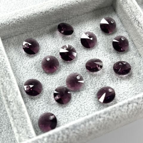Swarovski 6428 Xilion Yuvarlak 8mm Amethyst (204) - Mor Kolye Ucu