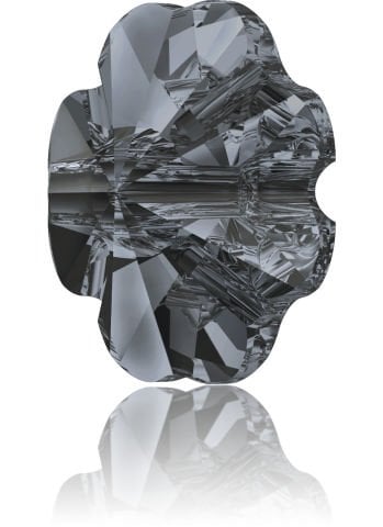 Swarovski 3011 Düğme 10mm Crystal Silver Night (001SINI) Foyasız - Yonca Şekilli Füme Renkli Düğme