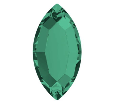 Swarovski 2200 Navette 4x2mm Emerald F (205) - Yeşil Renkli Mekik Altı Düz Mini Kristal Taş