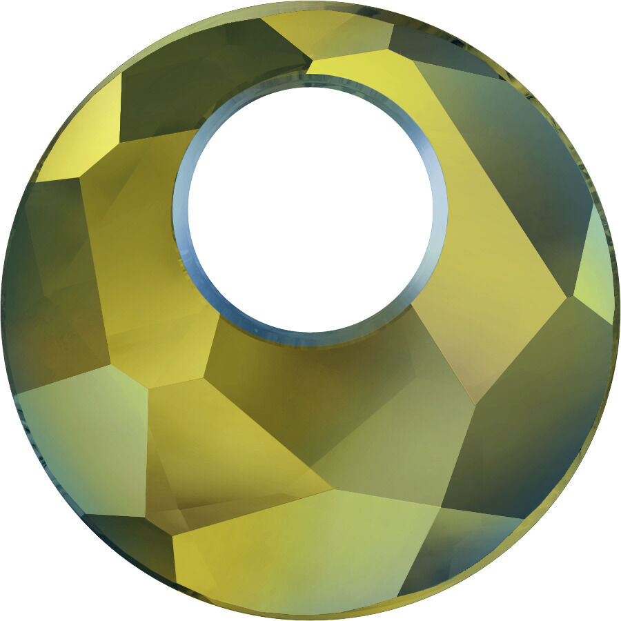 Swarovski 6041 Yuvarlak 18mm Crystal Iridescent Green (001IRIG) - Yuvarlak Şekilli Tek Delikli Yeşil Renkli Kolye Ucu