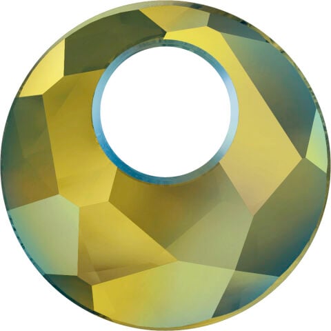 Swarovski 6041 Yuvarlak 18mm Crystal Iridescent Green (001IRIG) - Yuvarlak Şekilli Tek Delikli Yeşil Renkli Kolye Ucu