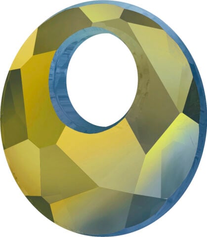 Swarovski 6041 Yuvarlak 18mm Crystal Iridescent Green (001IRIG) - Yuvarlak Şekilli Tek Delikli Yeşil Renkli Kolye Ucu