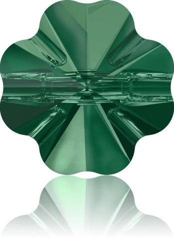 Swarovski 3011 Düğme 10mm Emerald (205) Foyasız - Yonca Şekilli Zümrüt Renkli Düğme