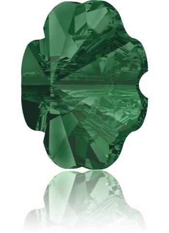 Swarovski 3011 Düğme 10mm Emerald (205) Foyasız - Yonca Şekilli Zümrüt Renkli Düğme