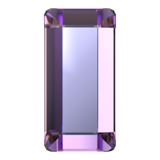 Swarovski 2510 Dikdörtgen Mini 3,7x1,9mm Crystal Vitrail Light (001VL) Foyalı - Pembe Mor Dikdörtgen Altı Düz Mini Kristal Taş